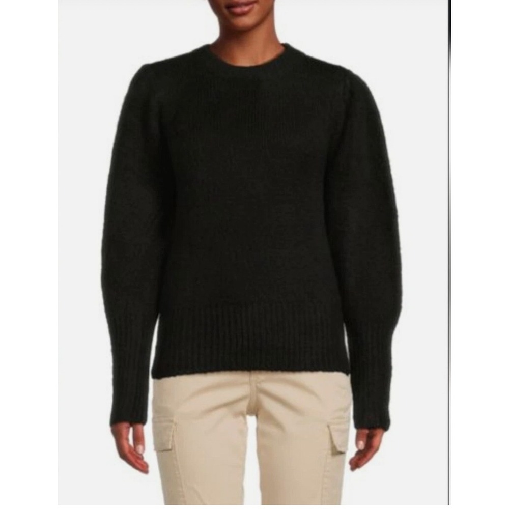 Joe's Jeans Collection Black Puff Sleeve Sweater XS Crew Neck Knit